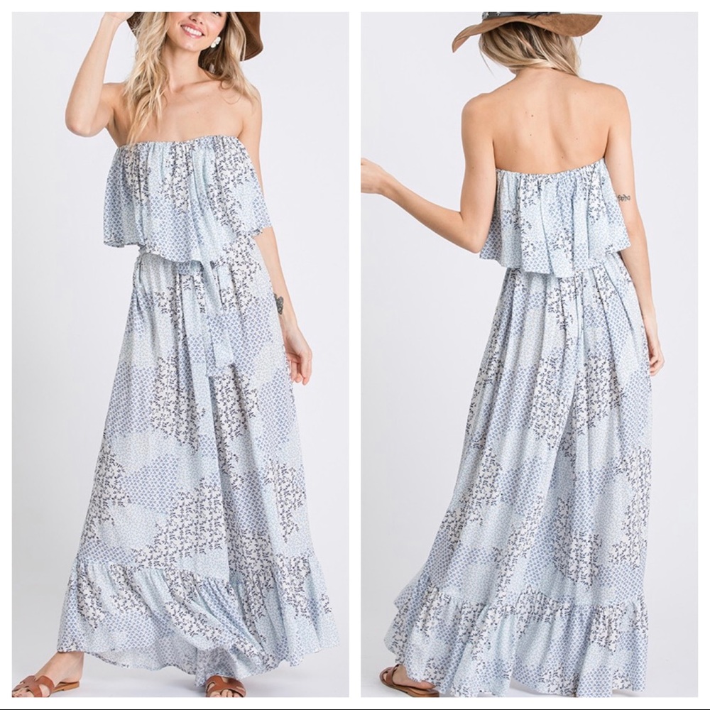 FLORAL PRINT FLOUNCE OFF THE SHOULDER JUMPSUIT - Picture 9 of 9